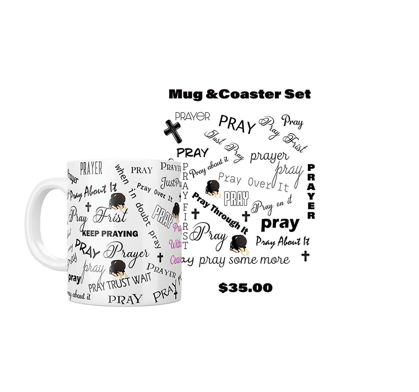 Pray Through It Mug and Coaster Set White