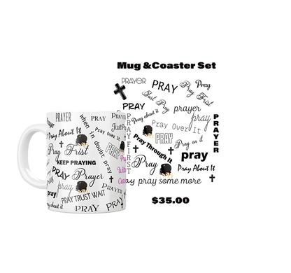 Pray Through It Mug and Coaster Set White